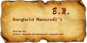 Berghold Manszvét névjegykártya